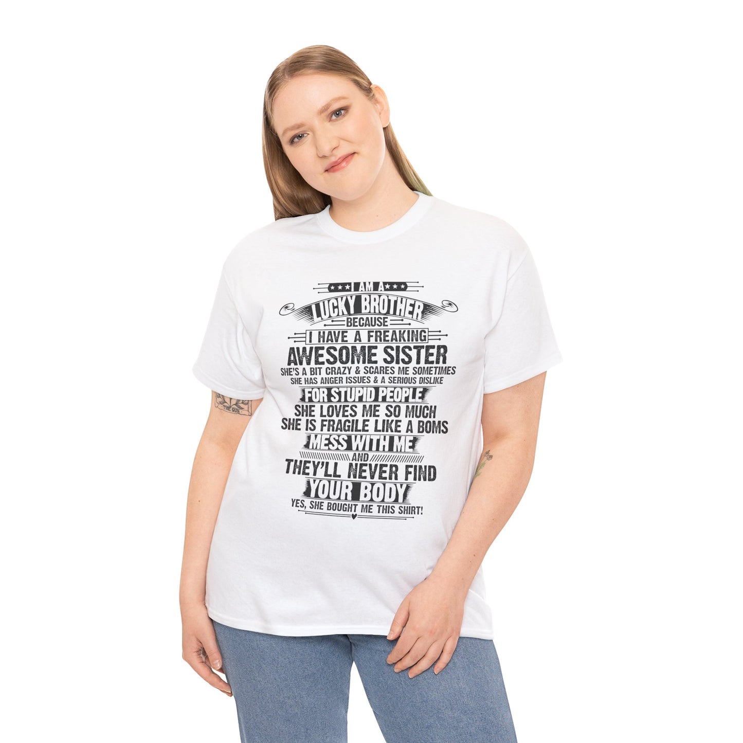 I Am A Lucky Brother Christmas Gift For Brother From Sister T-Shirt