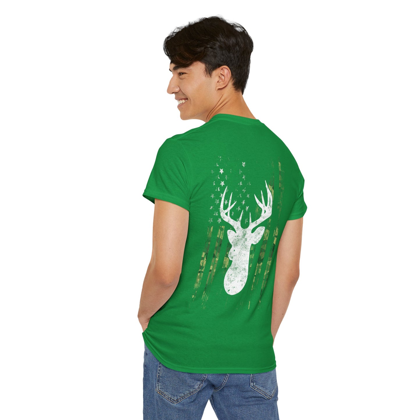 Camouflage USA Flag Whitetail Buck Tee