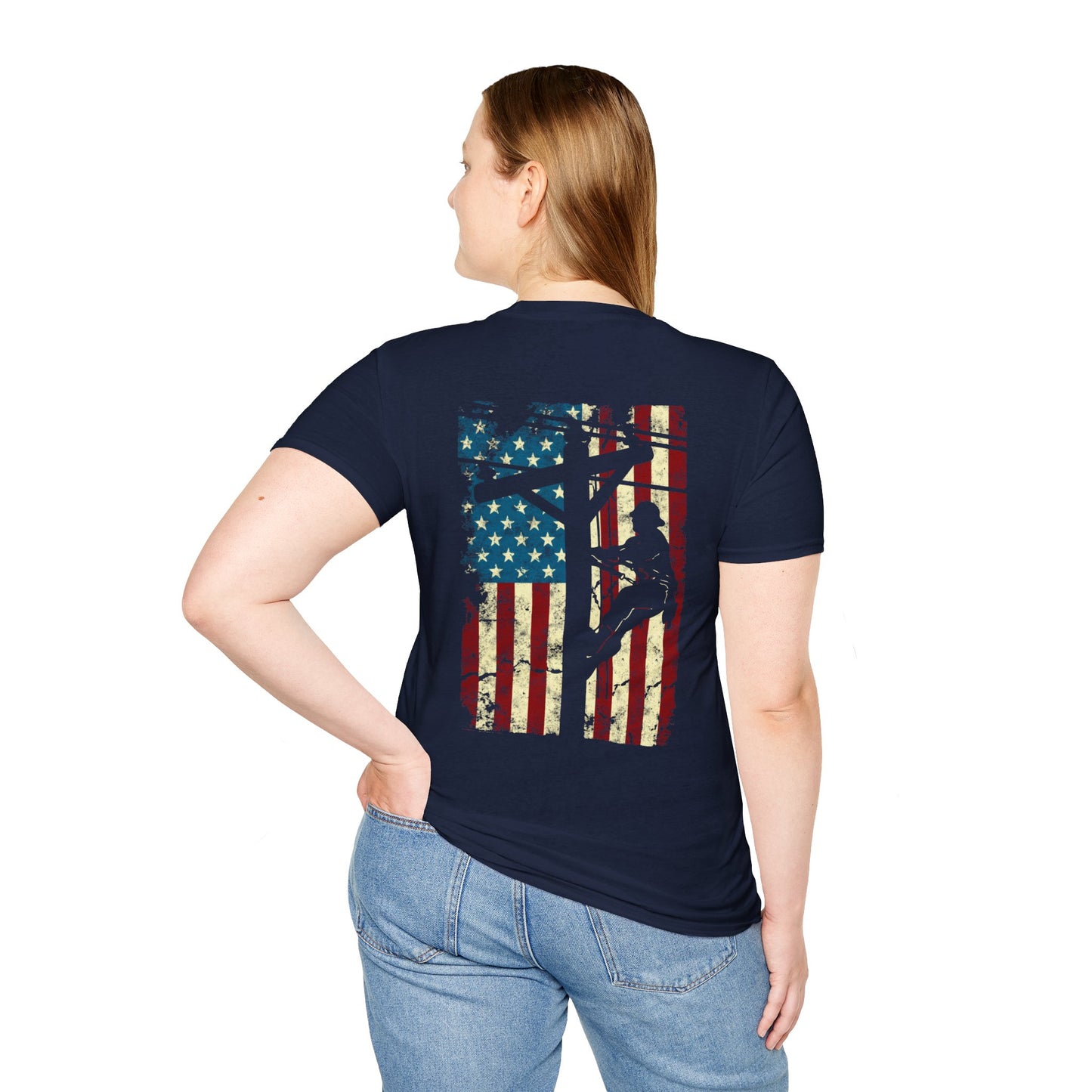 Electric Cable Lineman Distressed Patriotic American Flag Gift