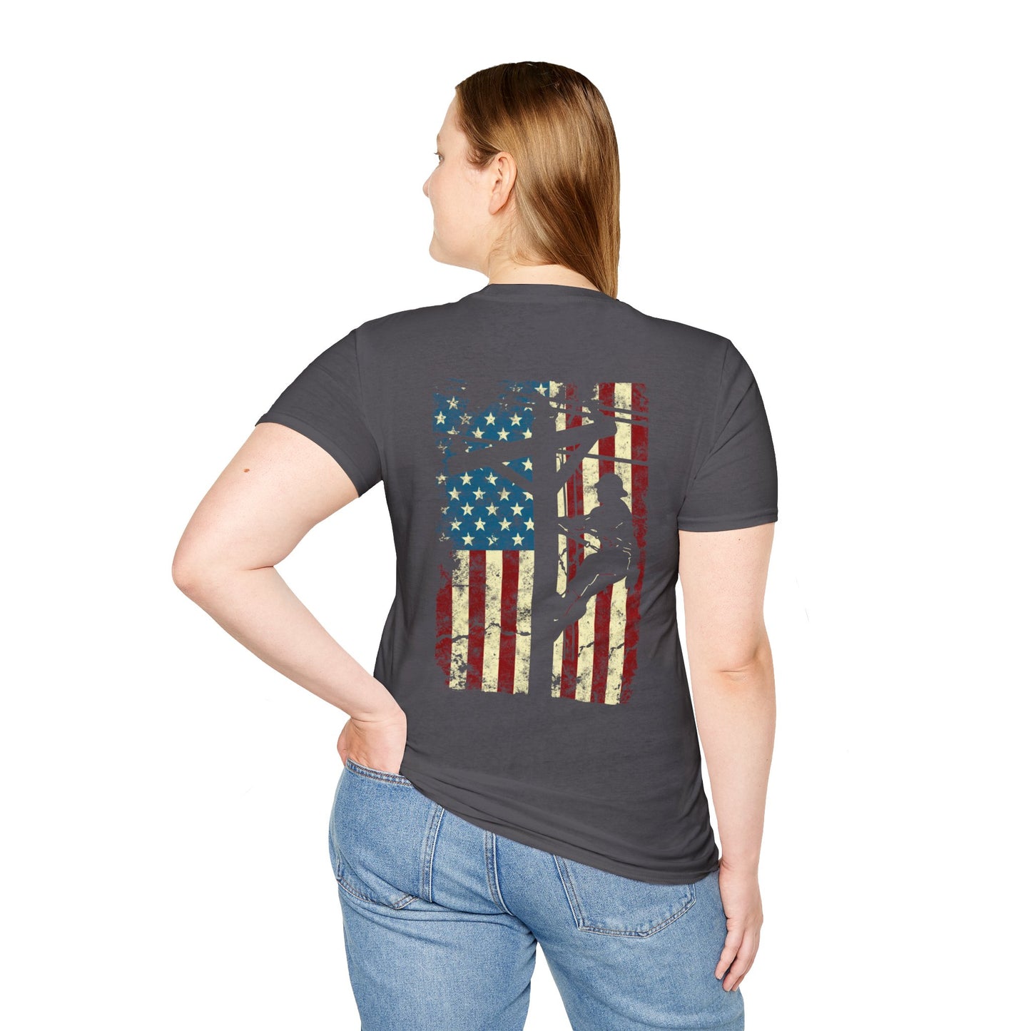 Electric Cable Lineman Distressed Patriotic American Flag Gift