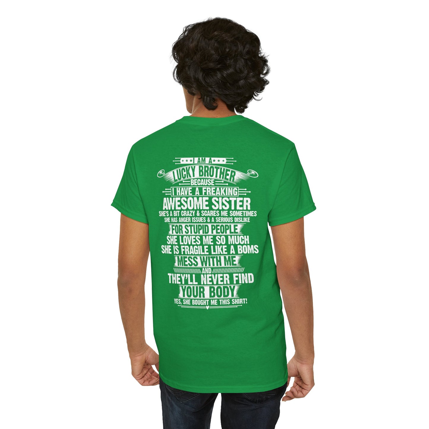 I Am A Lucky Brother Christmas Gift For Brother Unisex Heavy Cotton Tee
