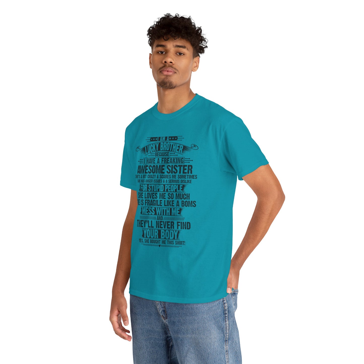 I Am A Lucky Brother Christmas Gift For Brother From Sister T-Shirt