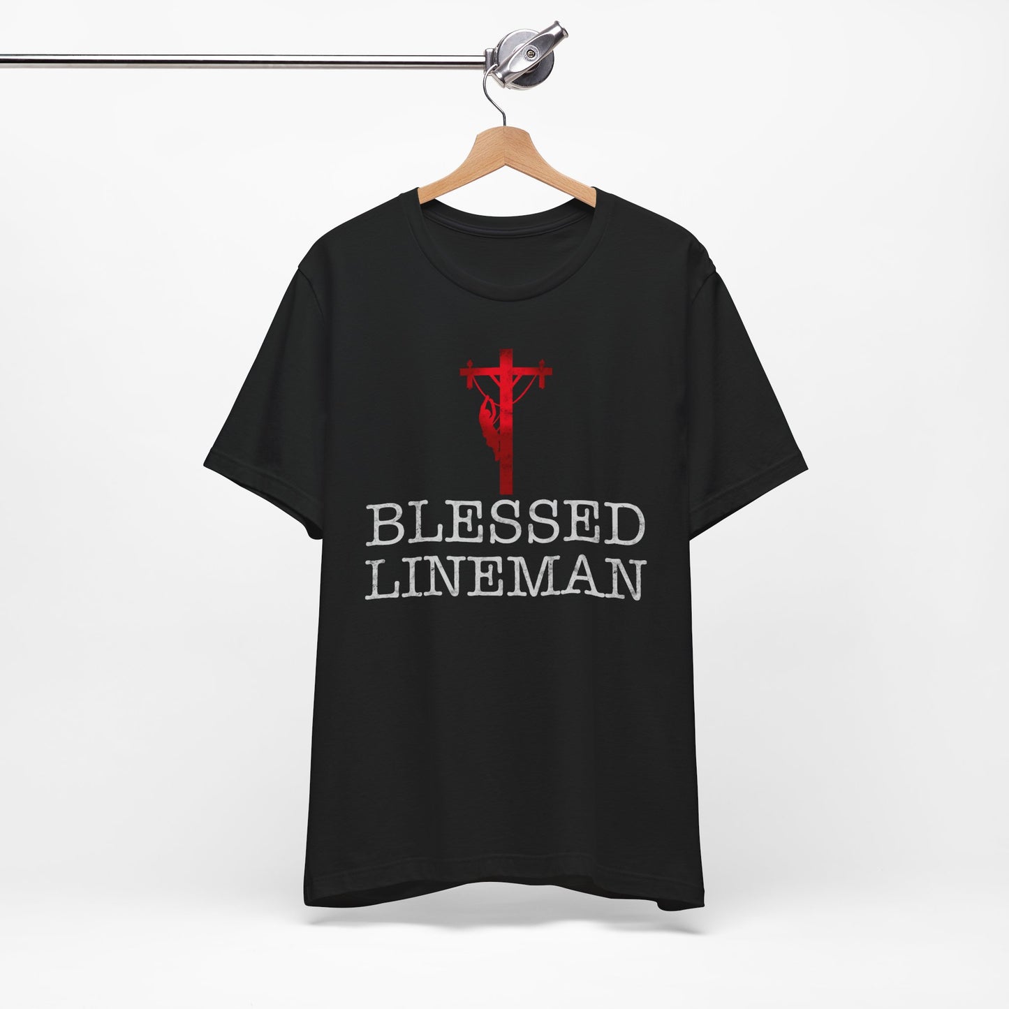 Blessed Lineman gift for Christian Lineman Unisex Jersey Short Sleeve Tee