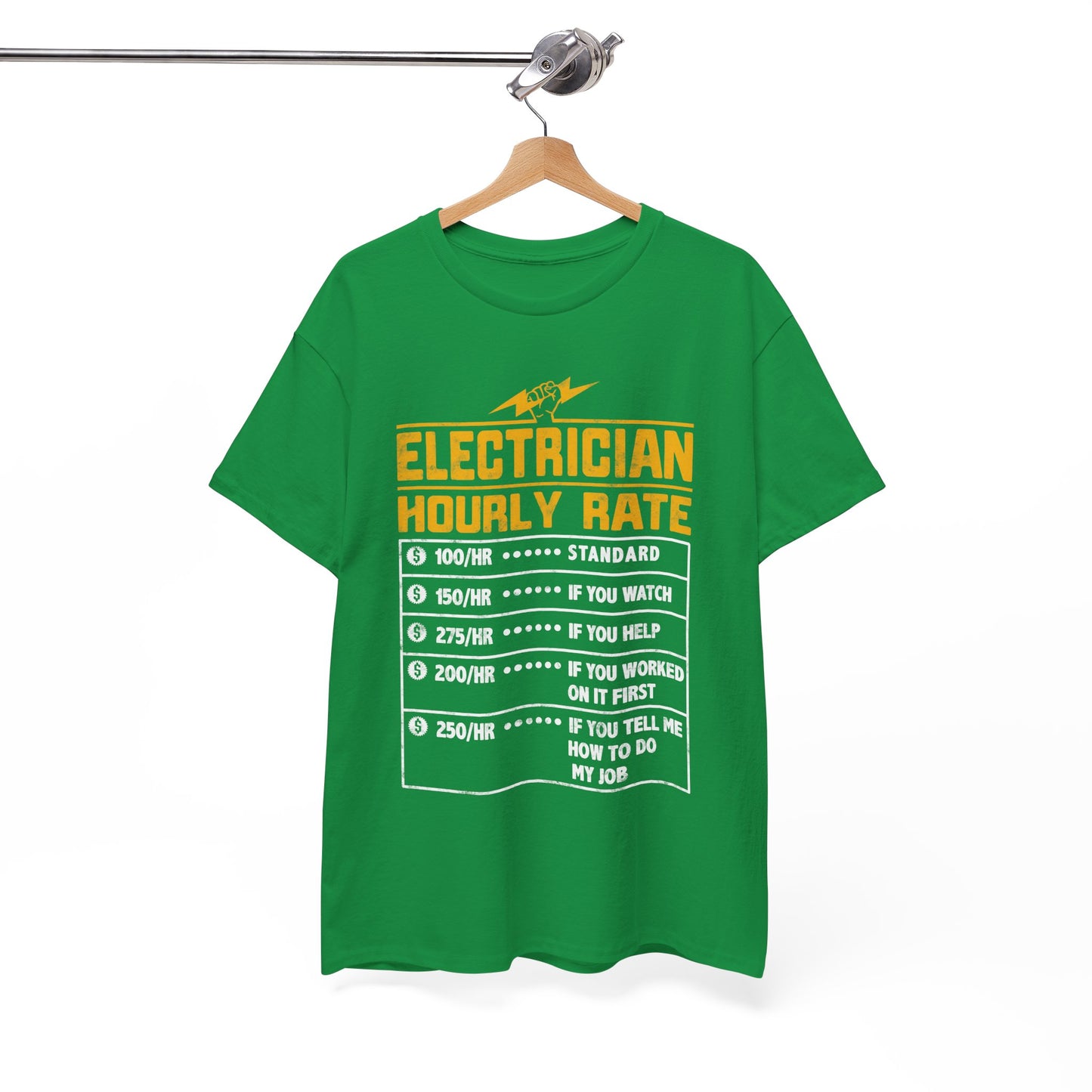 Funny Electrician Hourly Rate gifts for Electrician Unisex Heavy Cotton Tee