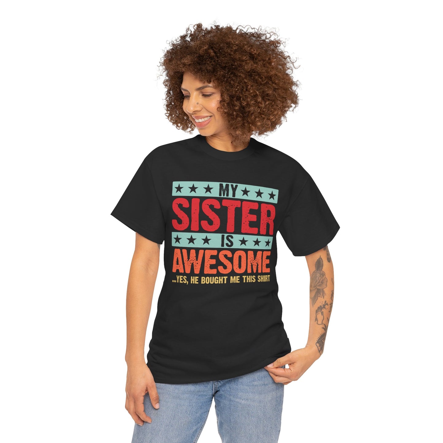 Retro Style My Sister is Awesome Funny Sister Lovers Brother Gift T-Shirt