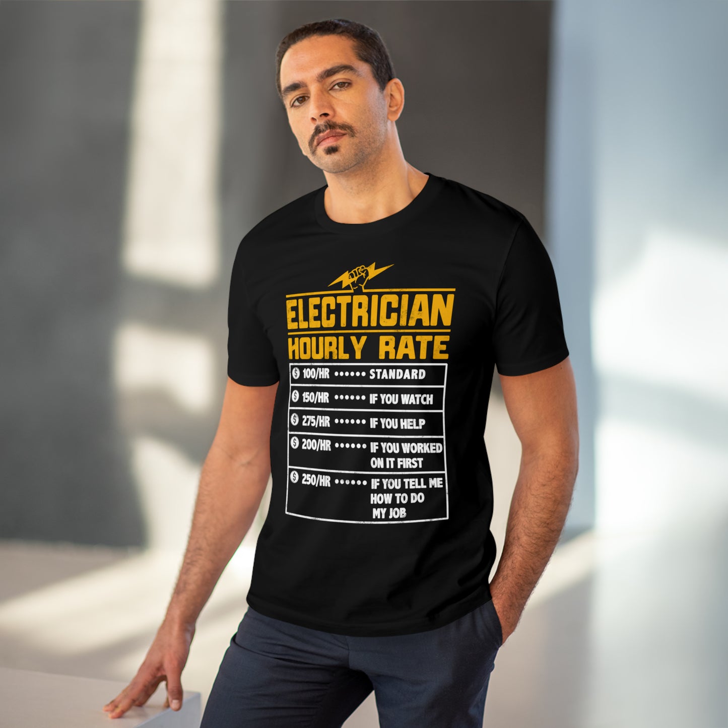 Funny Electrician Hourly Rate gifts for Electrician Organic Creator T-shirt - Unisex
