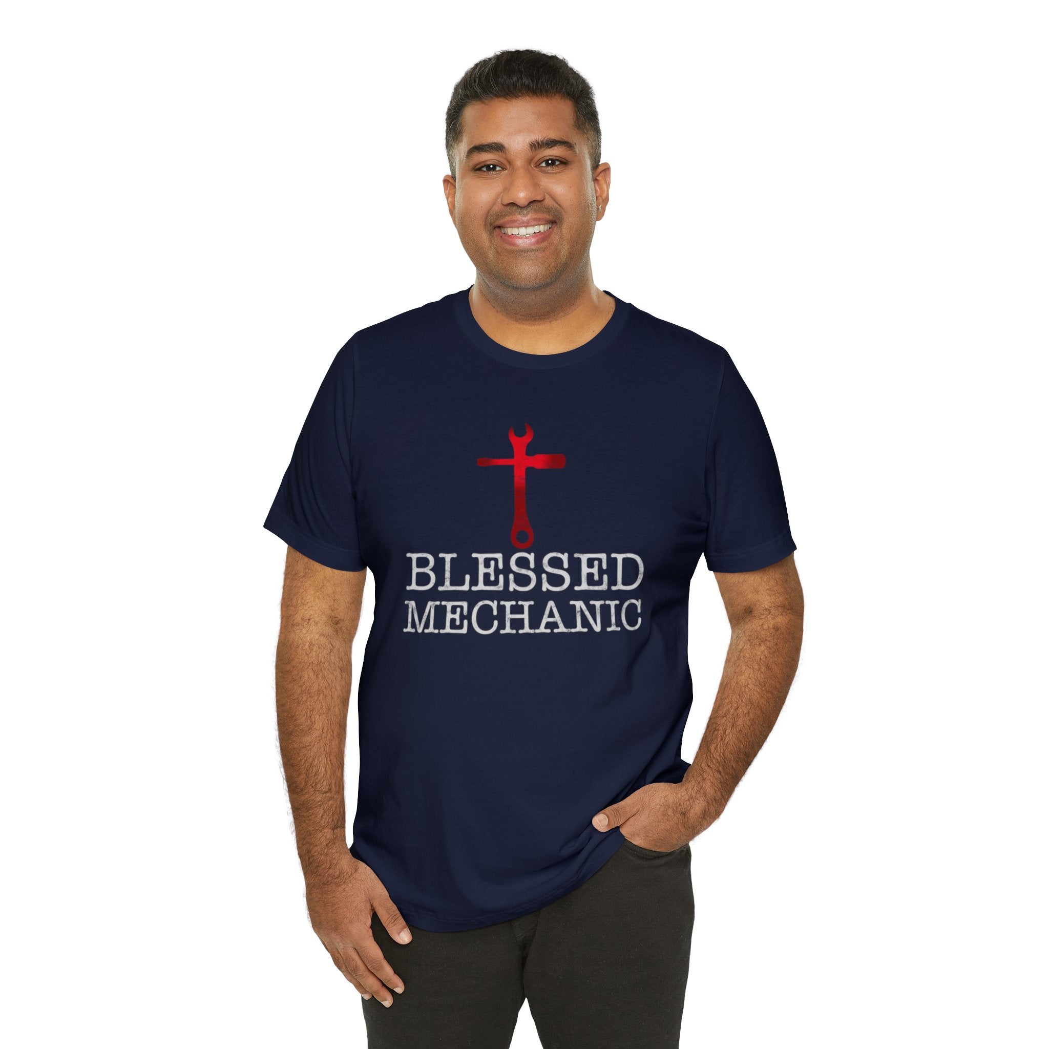 Blessed Mechanic Gift For Christian Mechanic Unisex Jersey Short Sleeve Tee