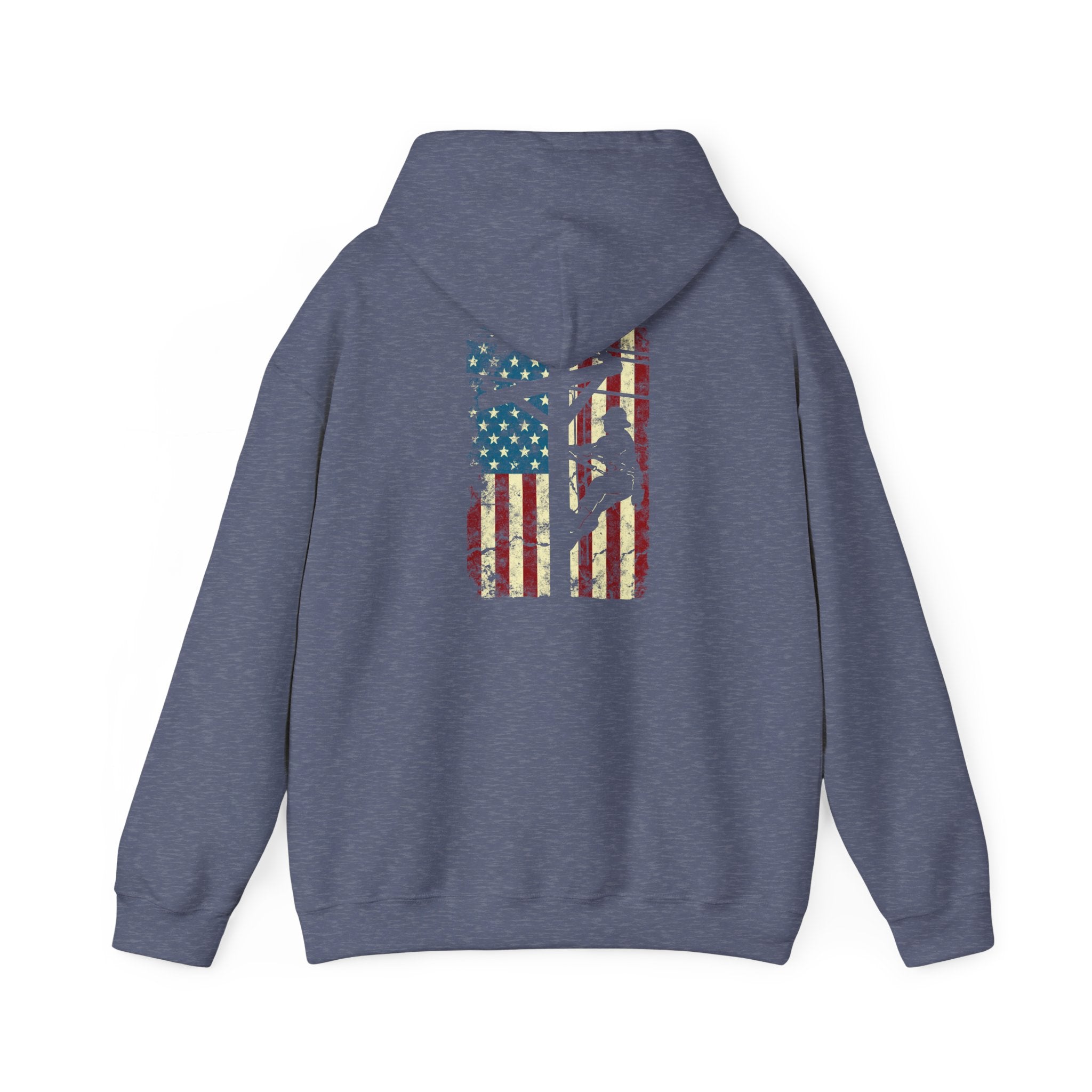 American Flag Electric Cable Lineman Gift 4th of July Unisex Hooded Sweatshirt