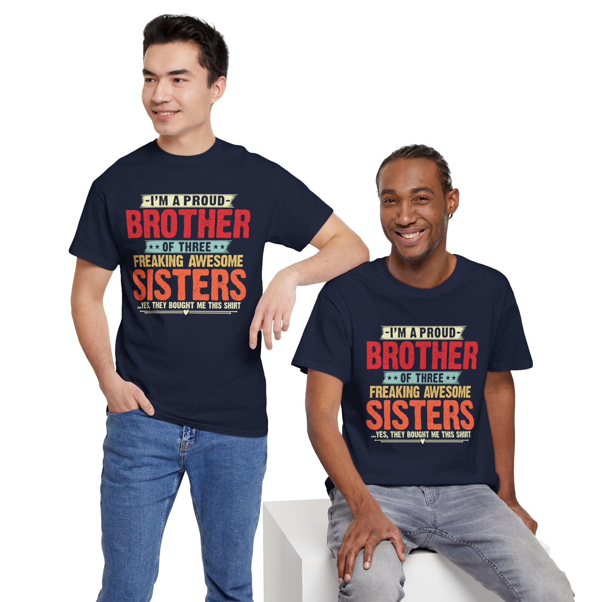 Retro I'm A Proud Brother of Three Freaking Awesome Sisters Gifts T-Shirt