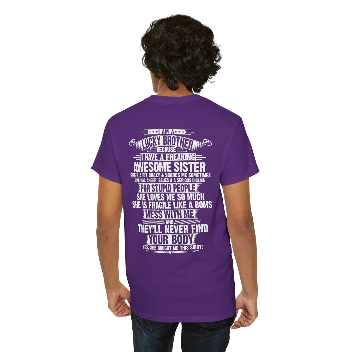 I Am A Lucky Brother Christmas Gift For Brother Unisex Heavy Cotton Tee
