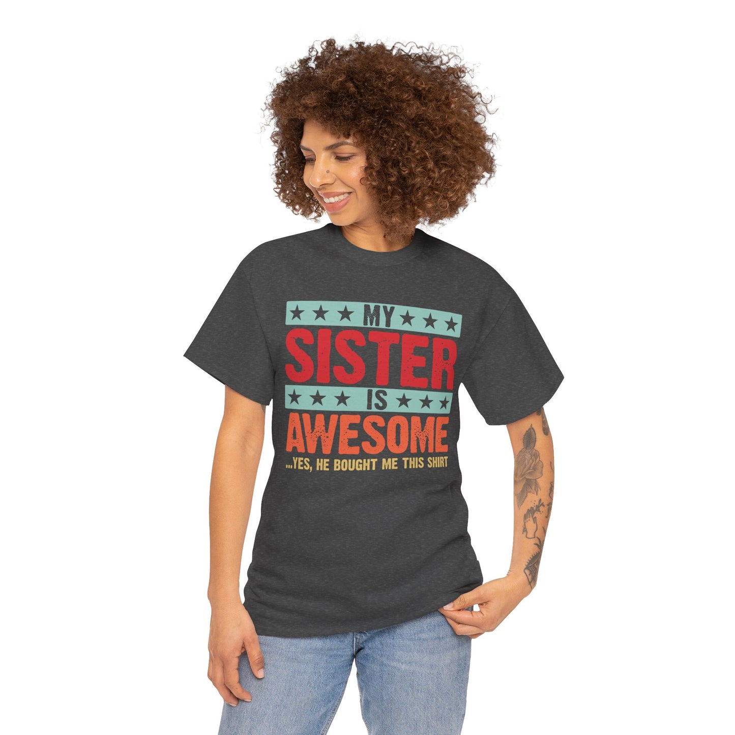 Retro Style My Sister is Awesome Funny Sister Lovers Brother Gift T-Shirt