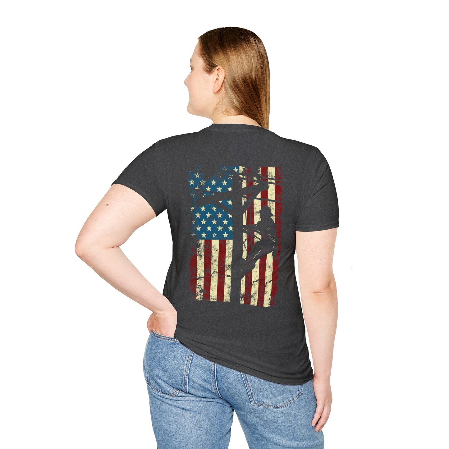 Electric Cable Lineman Distressed Patriotic American Flag Gift