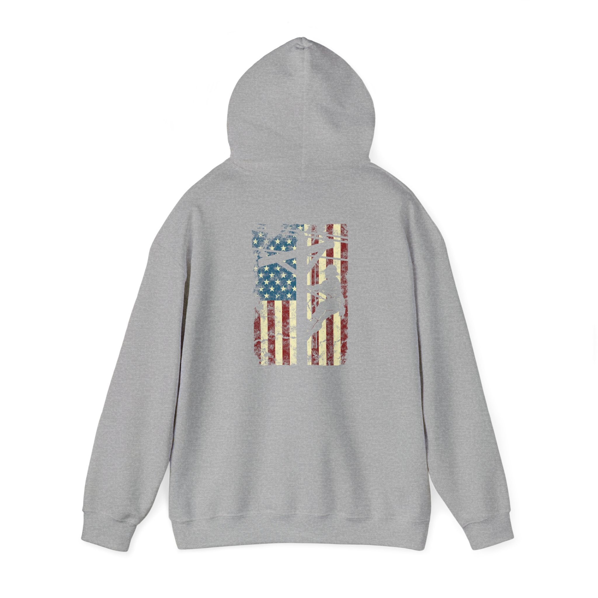 American Flag Electric Cable Lineman Gift 4th of July Unisex Hooded Sweatshirt