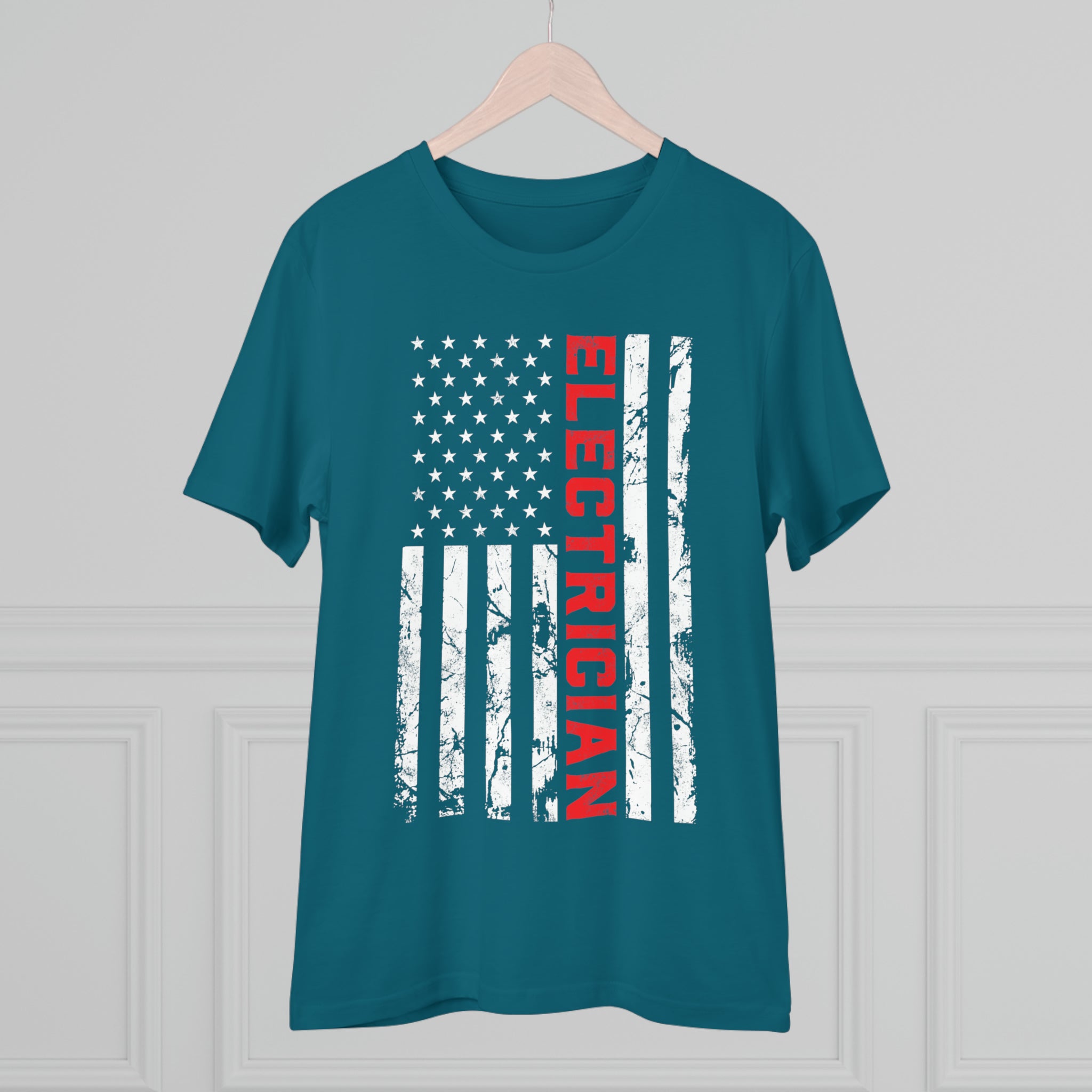 Electrician Patriotic American Flag electrician Father's Day Organic Creator T-shirt - Unisex