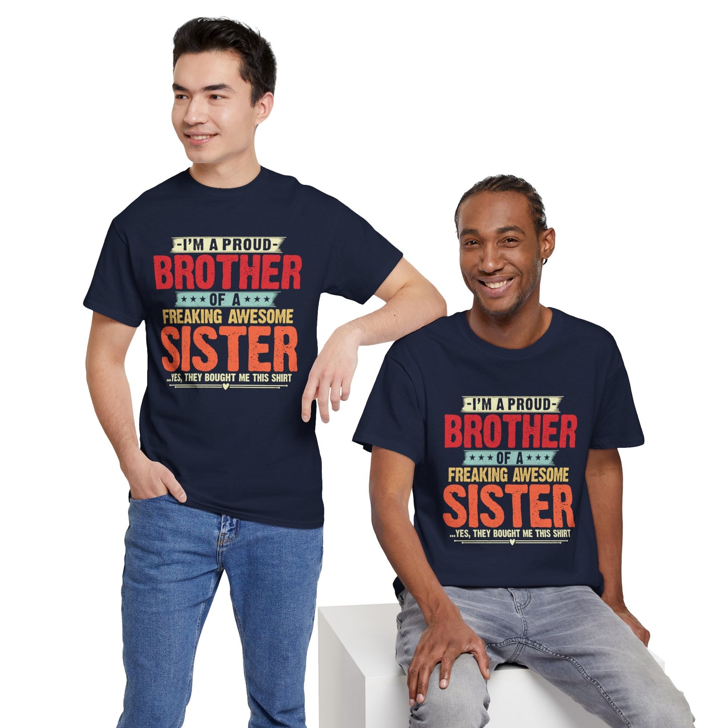 Retro I'm A Proud Brother of A Freaking Awesome Sister Gifts T-Shirt