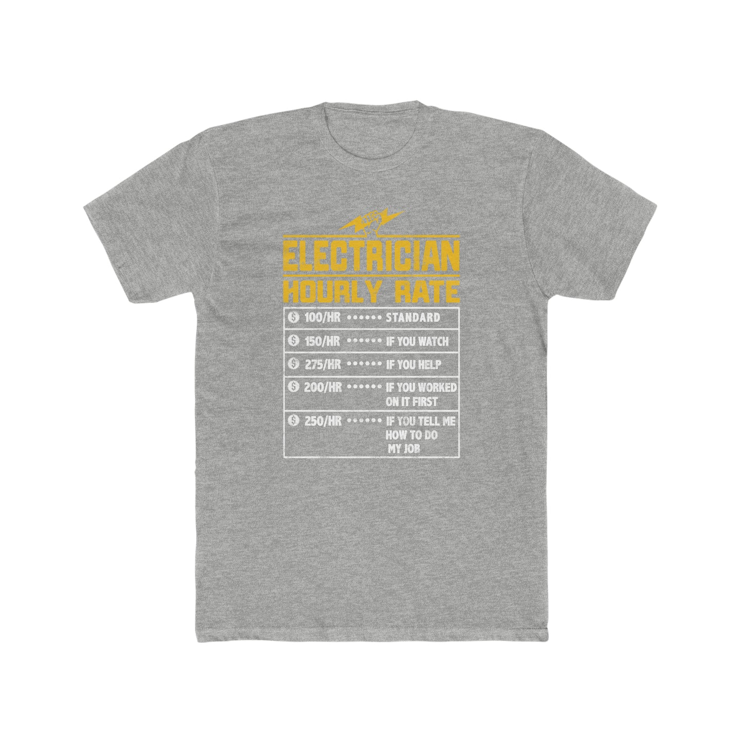Funny Electrician Hourly Rate gifts for Electrician Men's Cotton Crew Tee