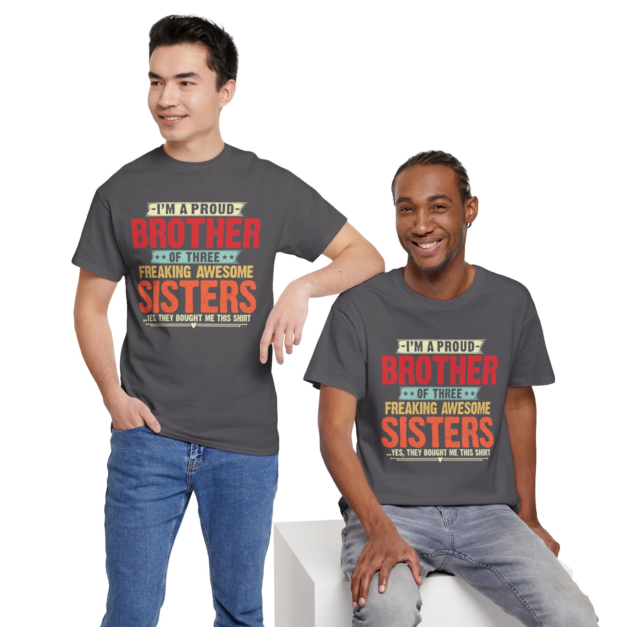 Retro I'm A Proud Brother of Three Freaking Awesome Sisters Gifts T-Shirt