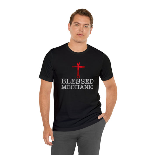 Blessed Mechanic Gift For Christian Mechanic Unisex Jersey Short Sleeve Tee