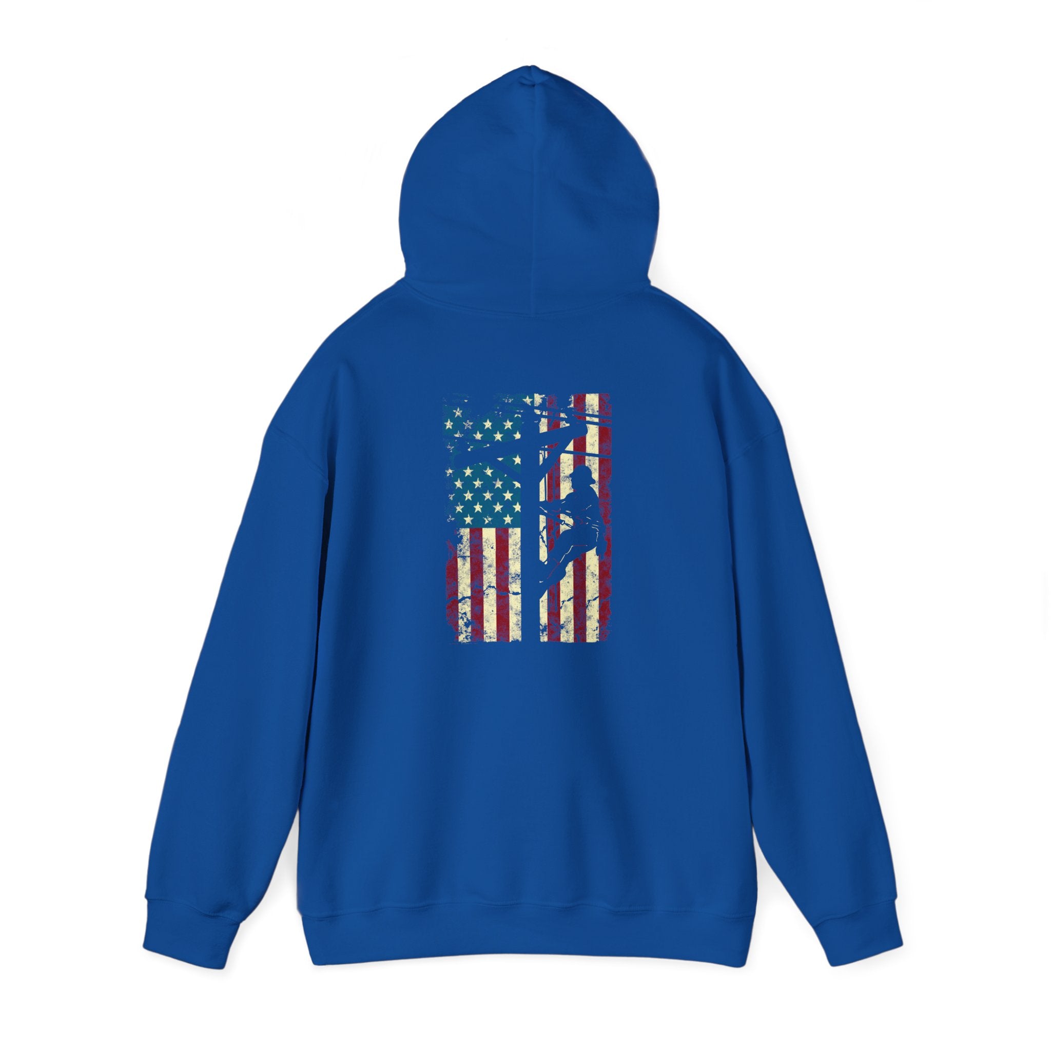 American Flag Electric Cable Lineman Gift 4th of July Unisex Hooded Sweatshirt