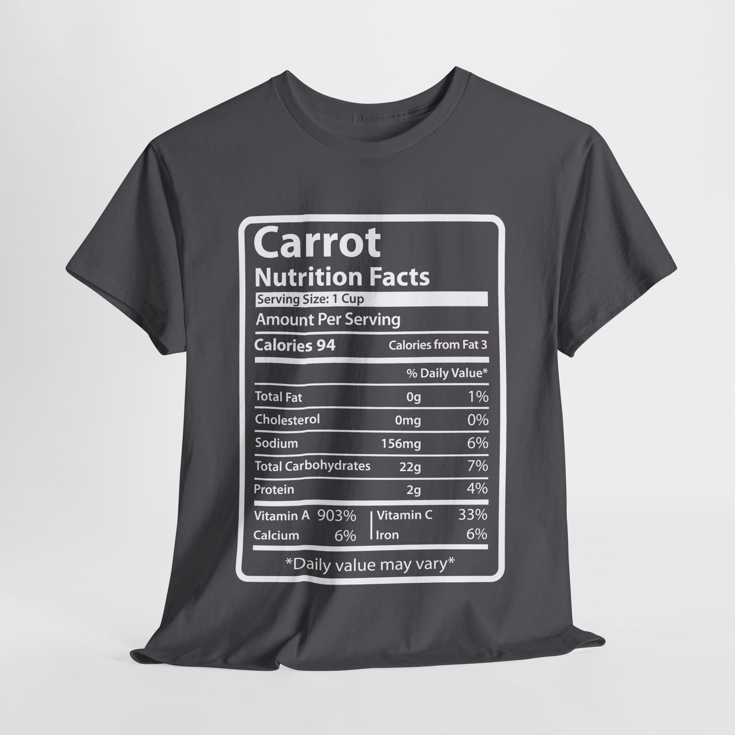Carrot Nutrition Facts Tee for Thanksgiving Christmas