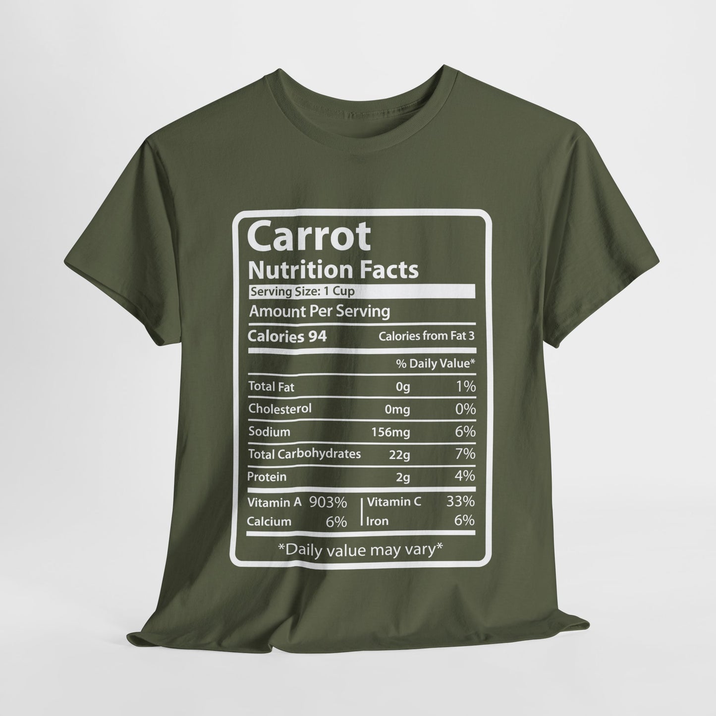 Carrot Nutrition Facts Tee for Thanksgiving Christmas