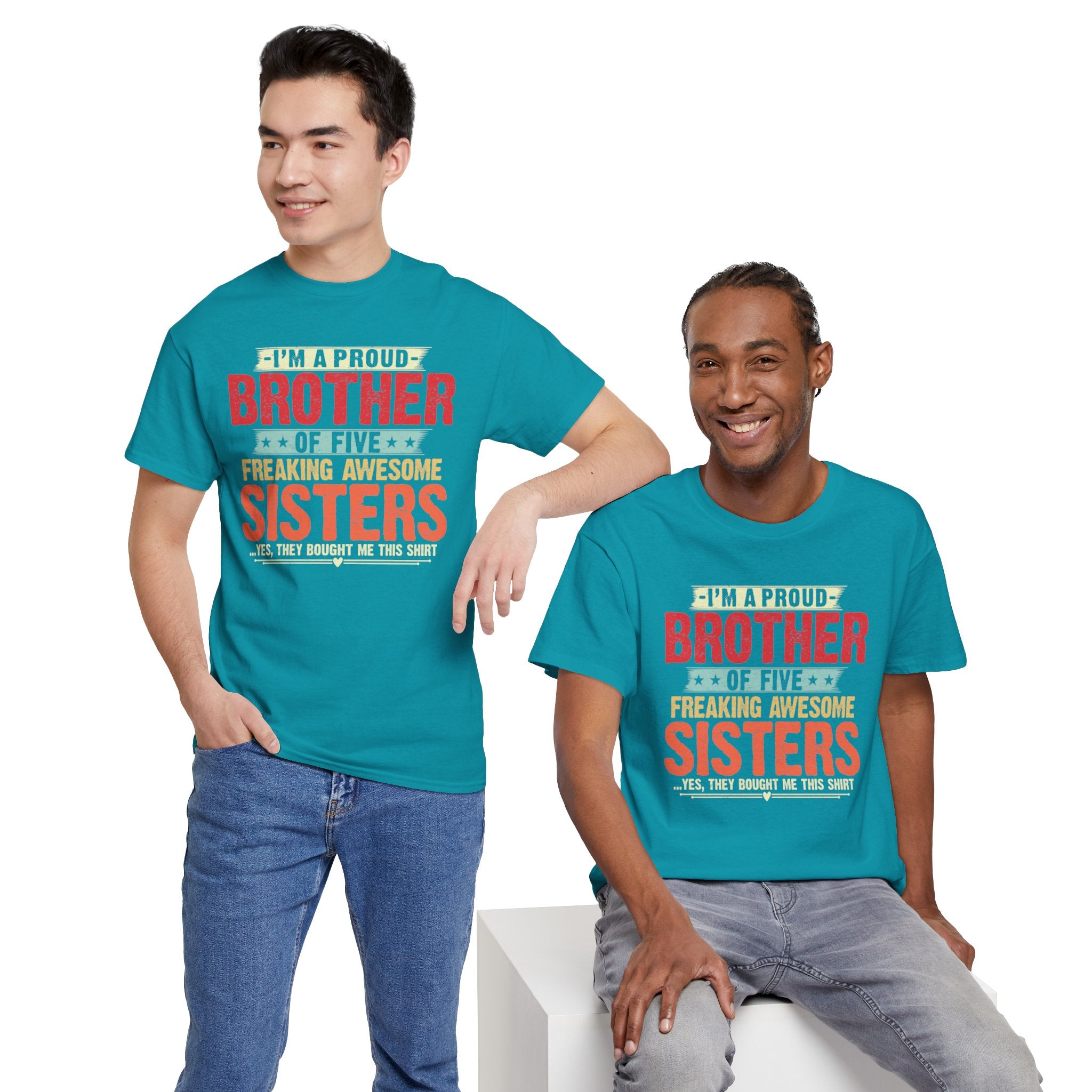 Retro I'm A Proud Brother of Five Freaking Awesome Sisters Gifts T-Shirt