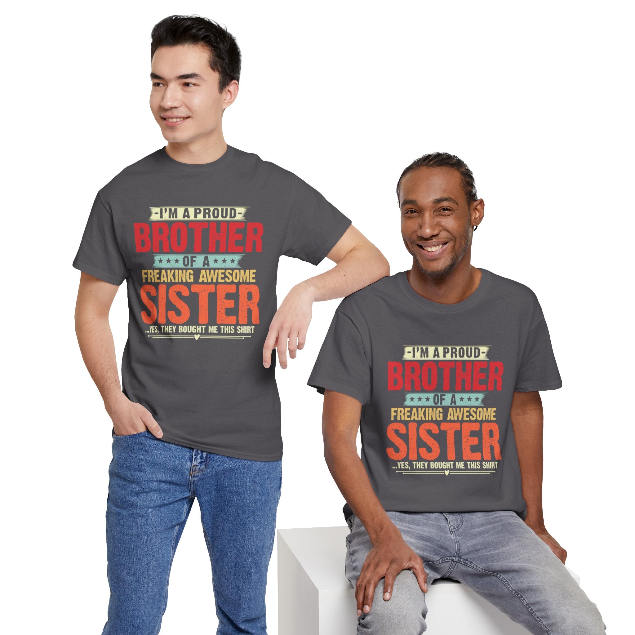 Retro I'm A Proud Brother of A Freaking Awesome Sister Gifts T-Shirt