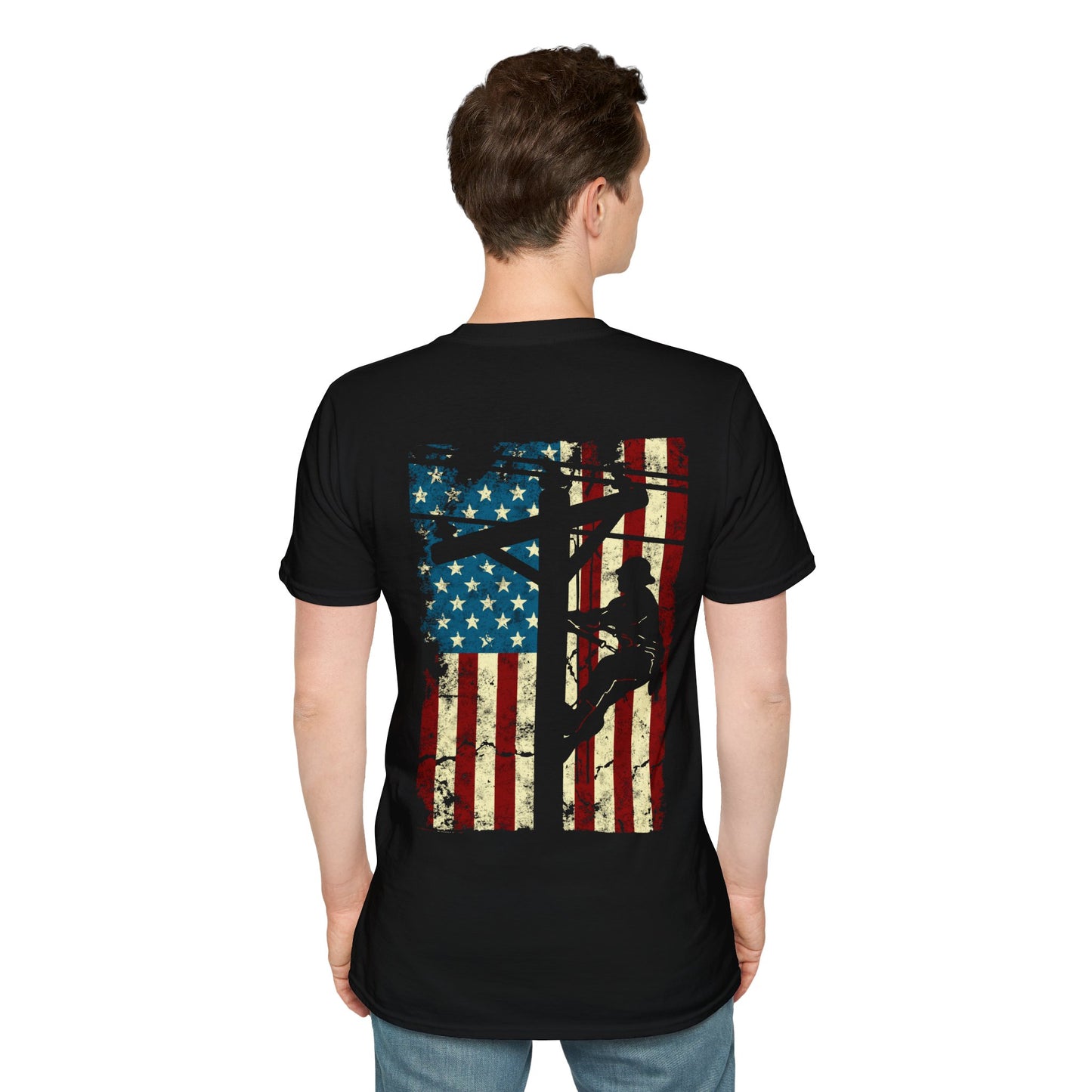 Electric Cable Lineman Distressed Patriotic American Flag Gift