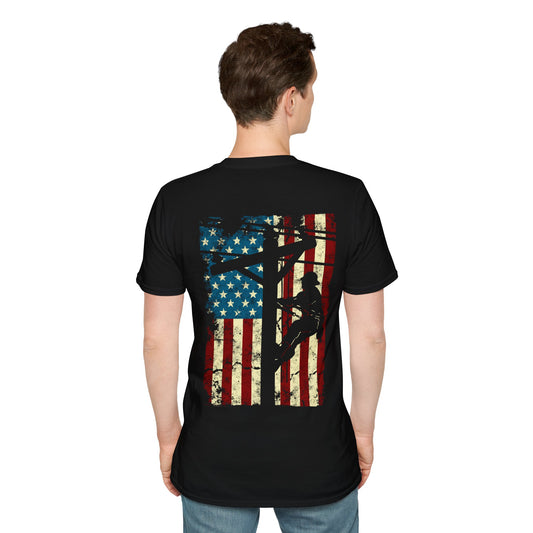 Electric Cable Lineman Distressed Patriotic American Flag Gift