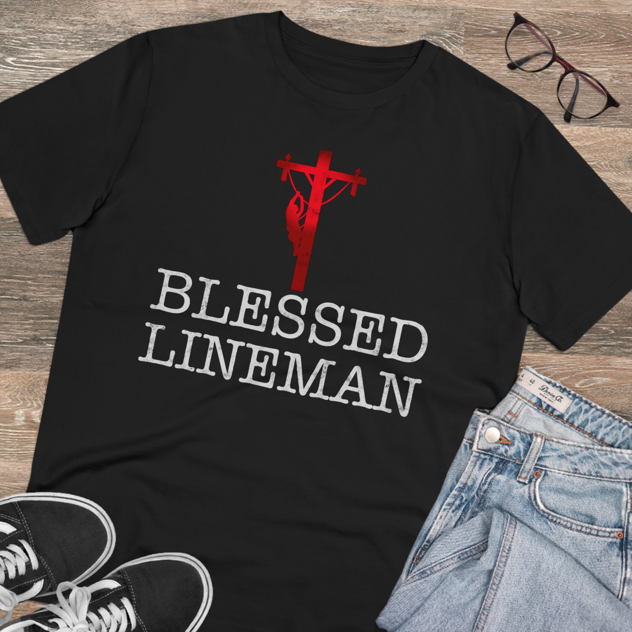 Blessed Lineman gift for Christian Lineman Organic Creator T-shirt - Unisex