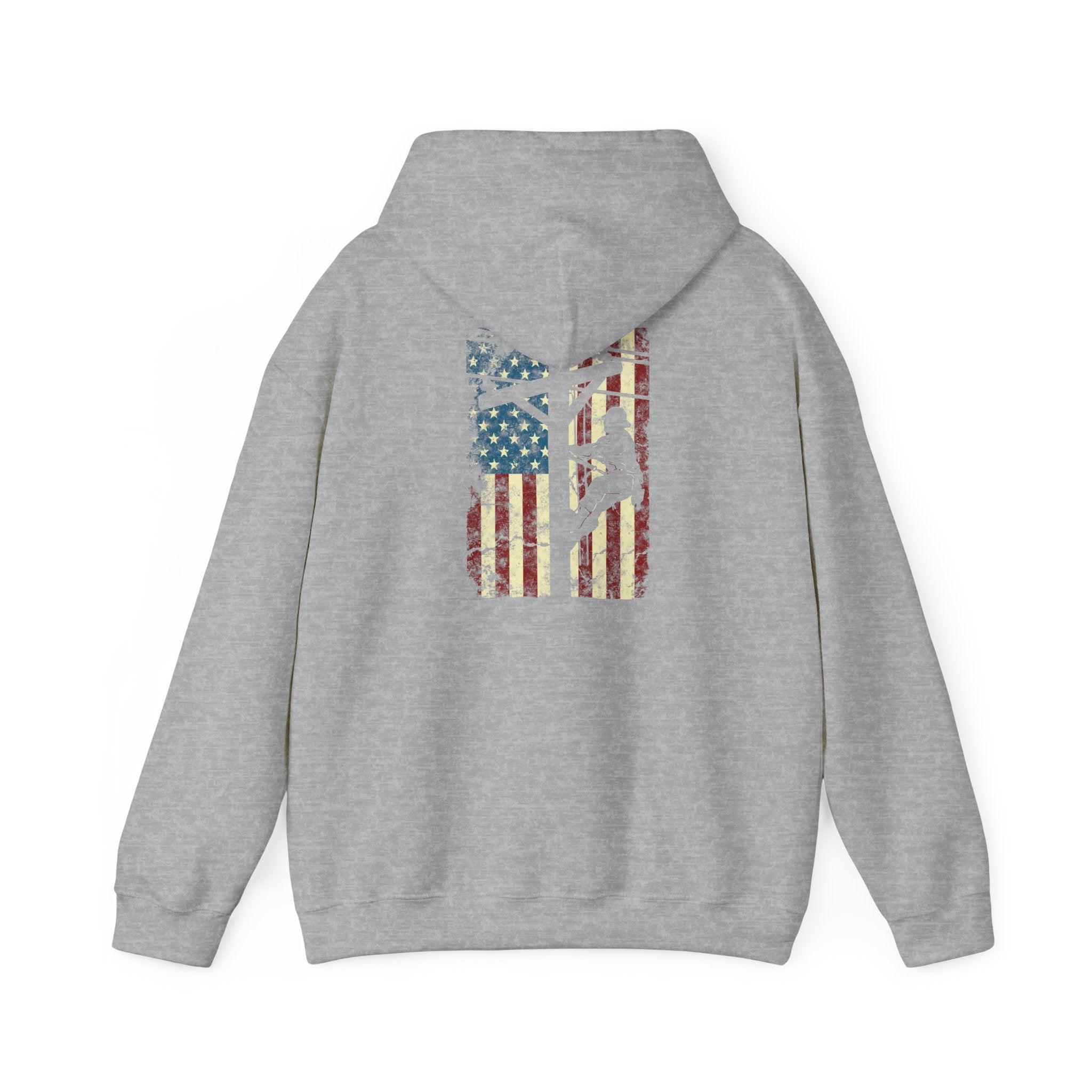 American Flag Electric Cable Lineman Gift 4th of July Unisex Hooded Sweatshirt