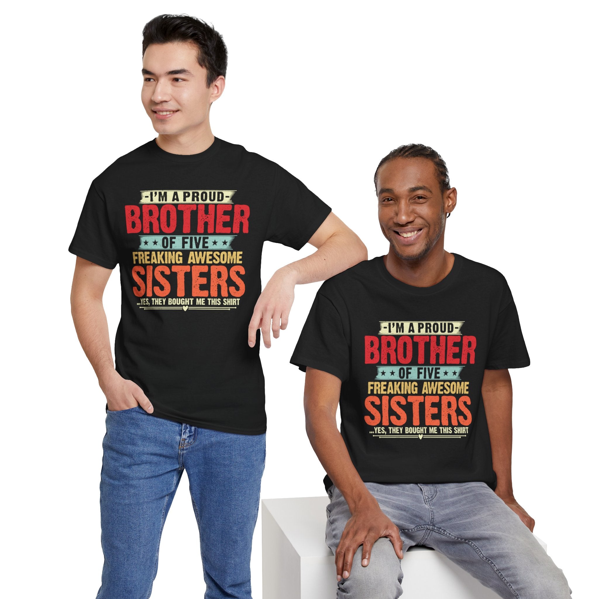 Retro I'm A Proud Brother of Five Freaking Awesome Sisters Gifts T-Shirt