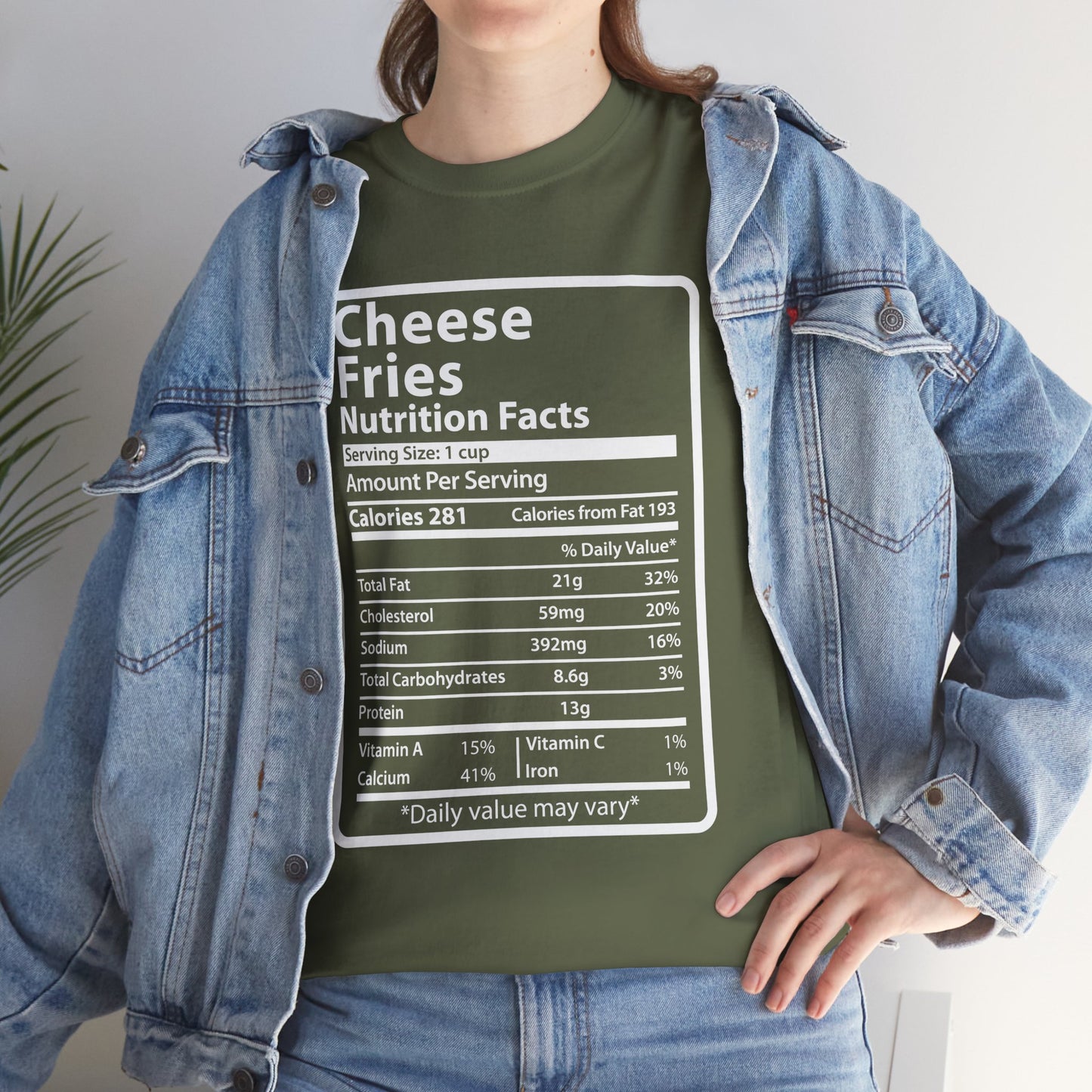 Graphic Tee Cheese Fries Funny Nutrition Facts