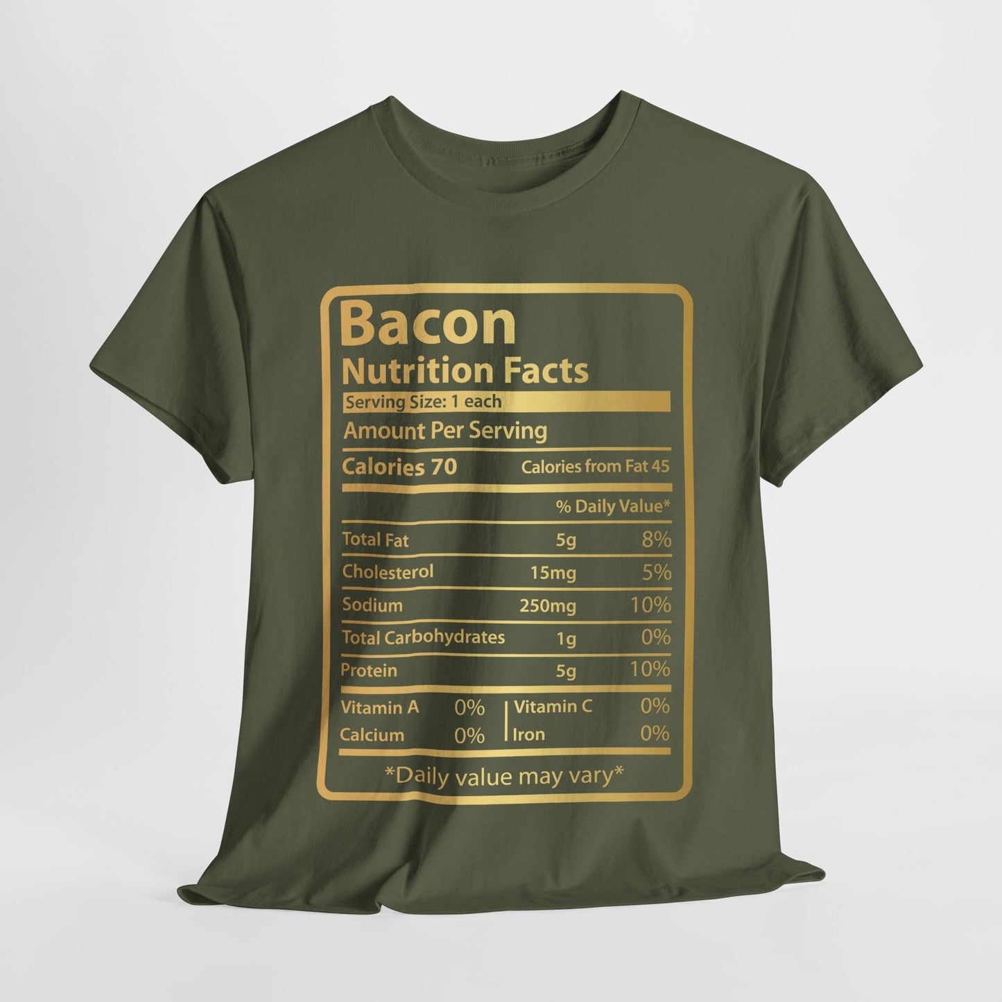 Funny Bacon Nutrition Facts Tee for Thanksgiving Christmas