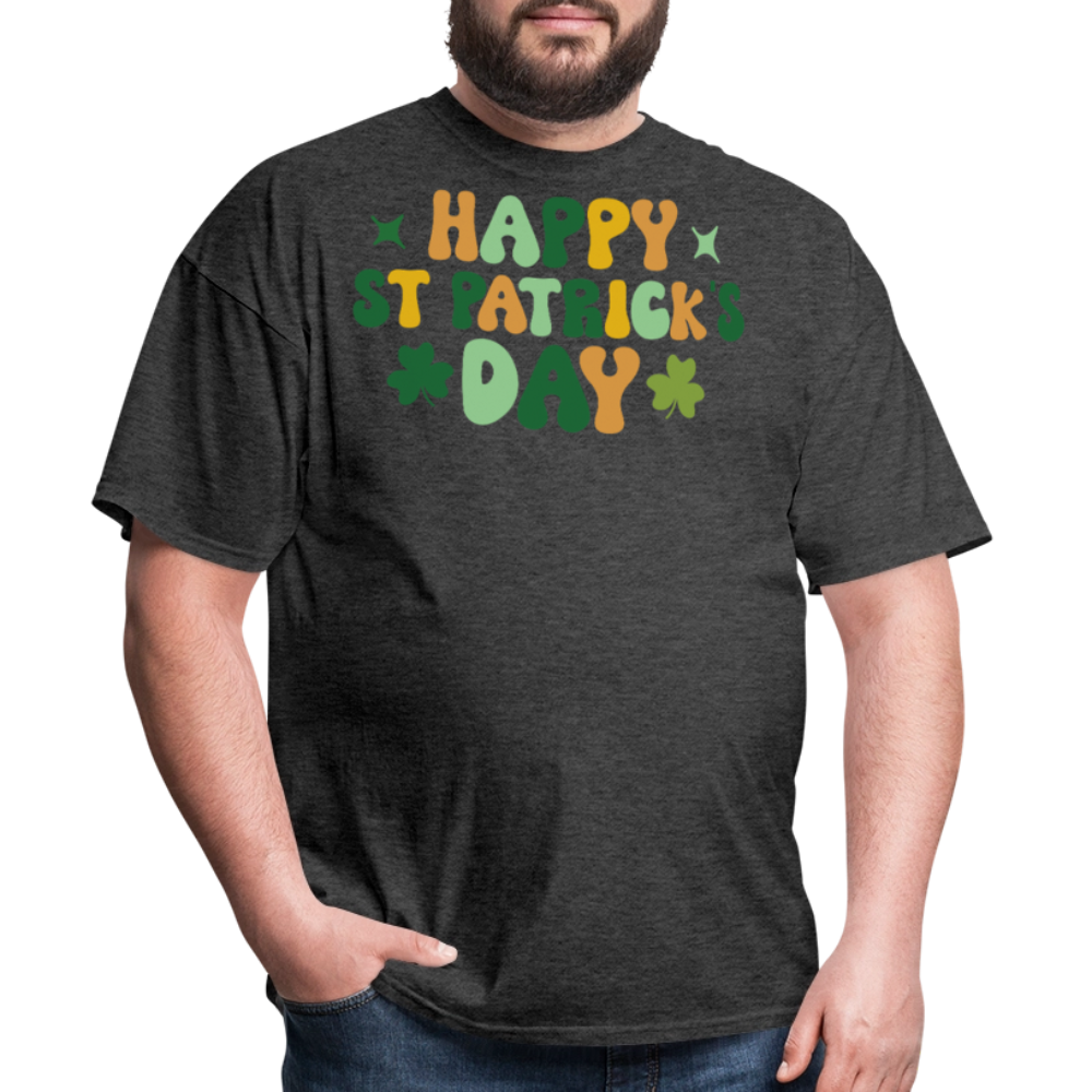 Retro Happy St Patrick’s Day Shamrock T-shirt - heather black