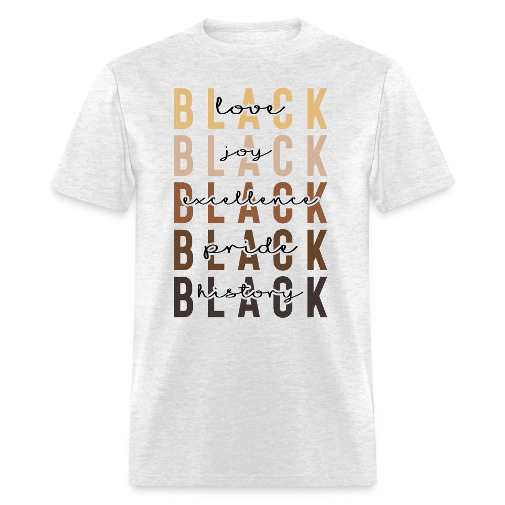 Black History and Culture Apparel Black Pride and Excellence T-shirt - light heather gray