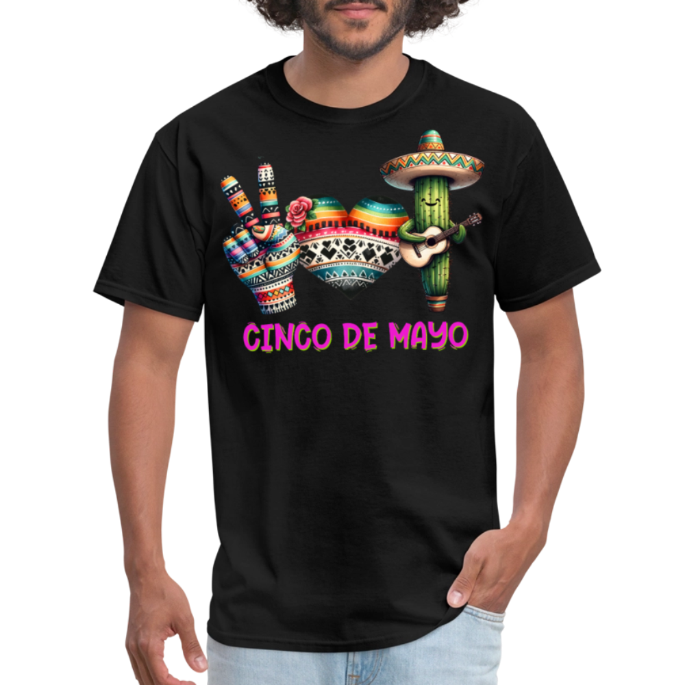 Cute Cactus Cinco de Mayo Tee Mexican-themed Party T-shirt - black