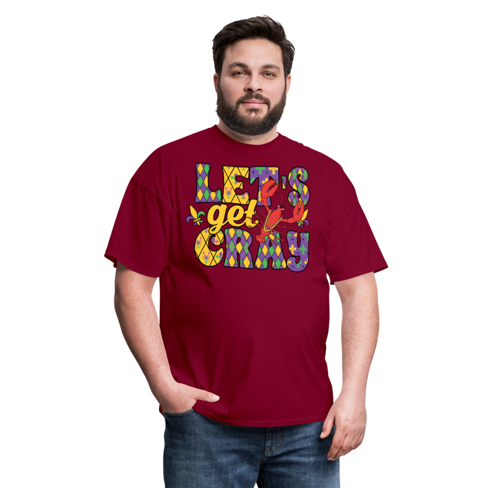 Let’s Get Cray Mardi Gras Crawfish Party T-Shirt - burgundy