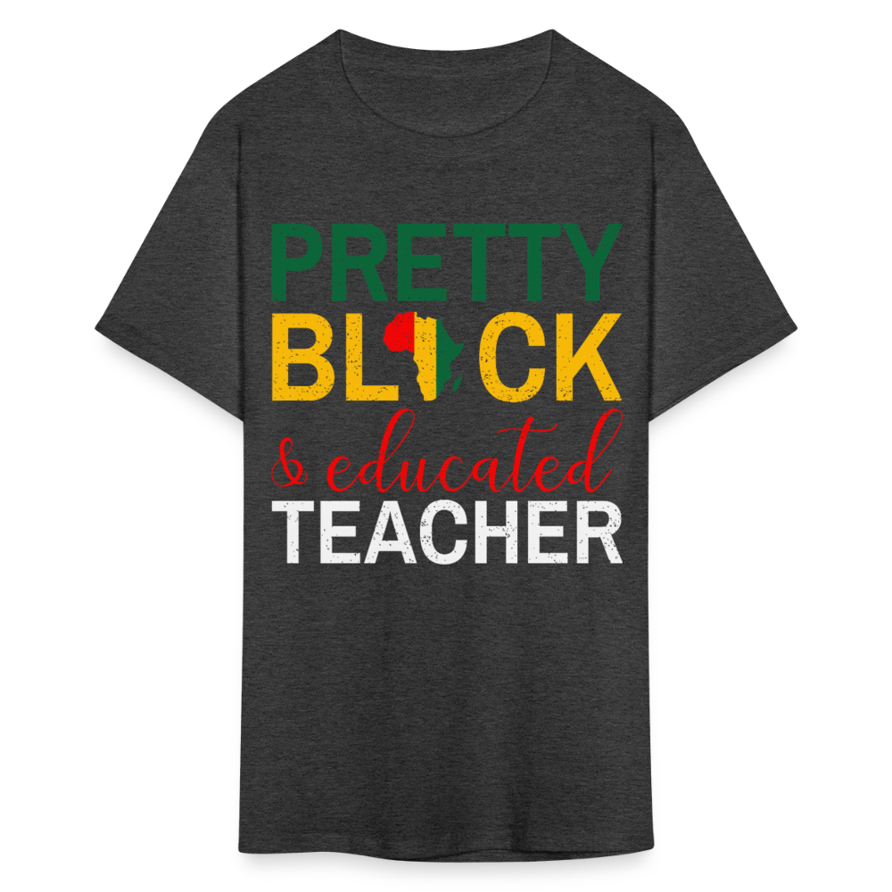 Teacher Appreciation Gift Pretty Black Educated Teacher T-shirt - heather black