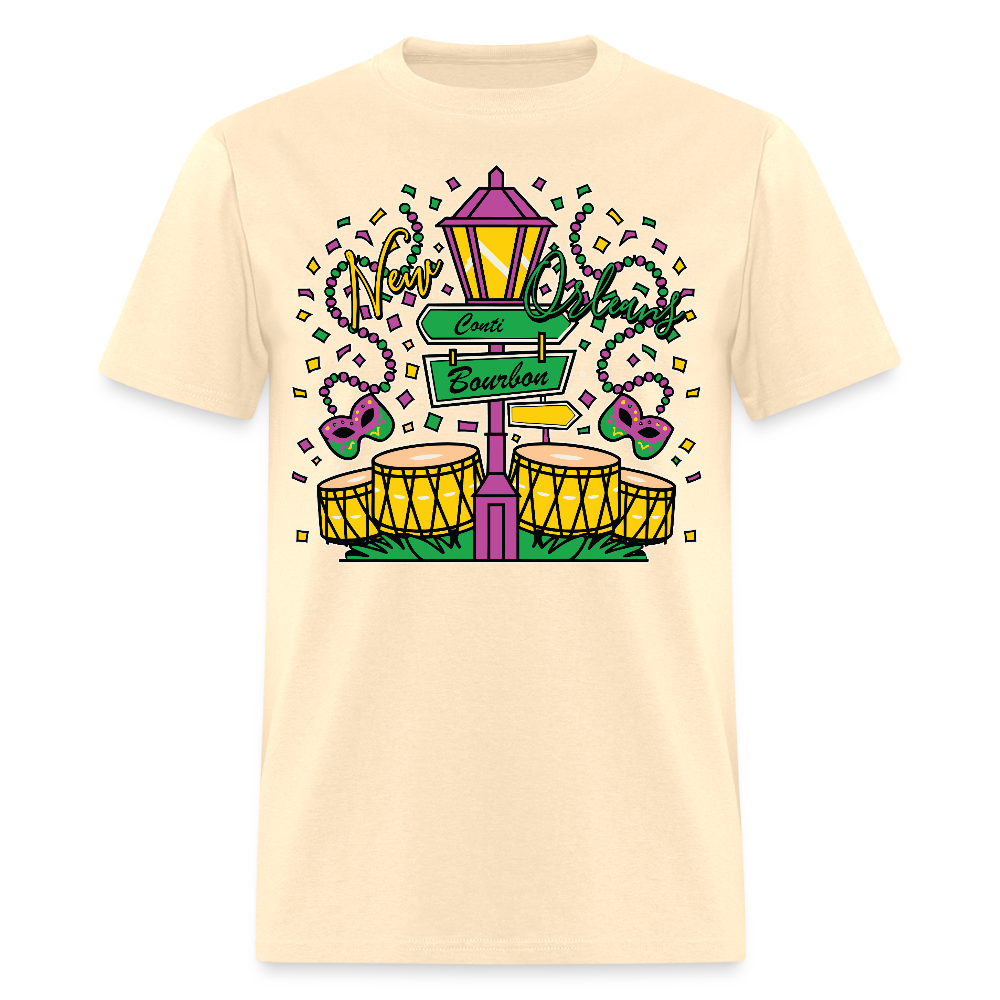 Colorful Bourbon Street Festival Masquerade and Jazz T-shirt - natural