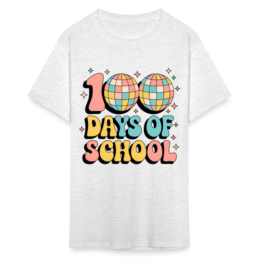 100 Days Of School Tee  For Teachers Funny Disco Theme T-shirt - light heather gray