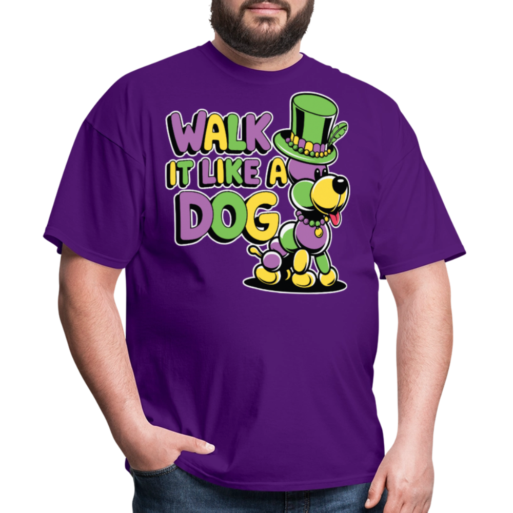 Walk It like A Gog Mardi Gras Shirt Beads and Dogs T-shirt - purple