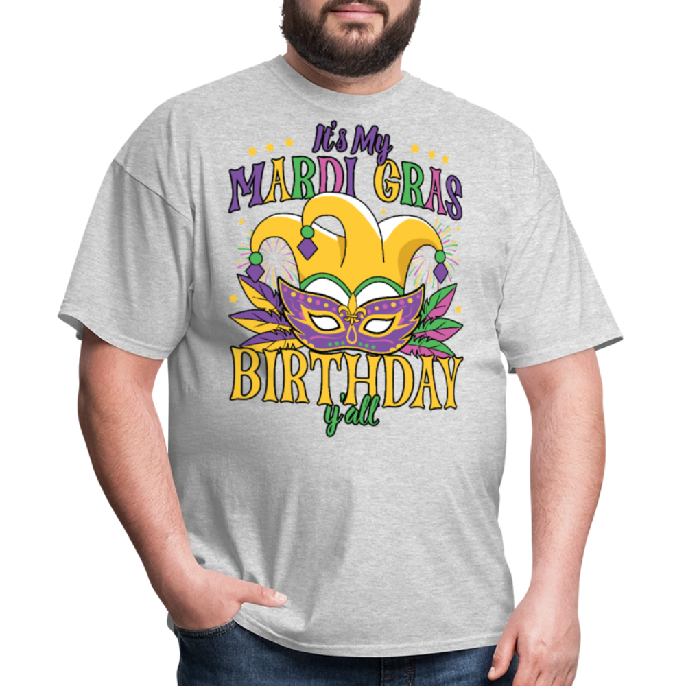 Funny Mardi Gras Birthday Party Outfit Mardi Gras Birthday Y'all T-shirt - heather gray