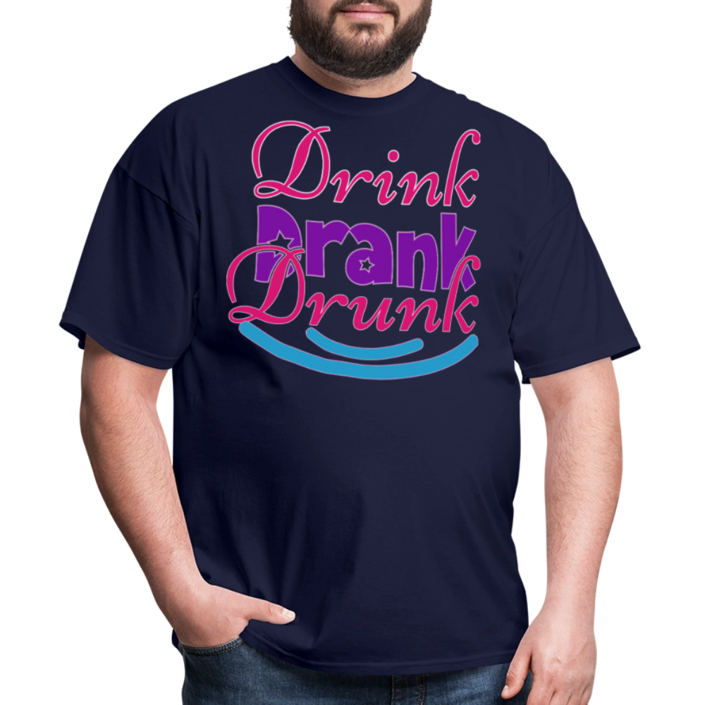 Mardi Gras Funny Drinking Shirts For Men Drink Drank Drunk T-shirt - navy