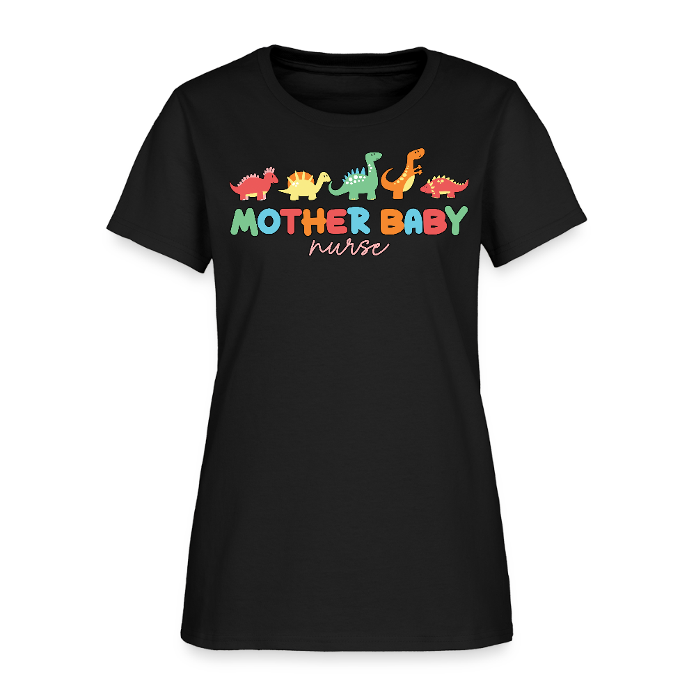 Mother Baby Nurse Funny Dinosaur T-Shirt - black