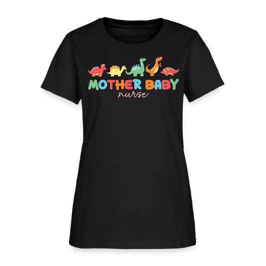 Mother Baby Nurse Funny Dinosaur T-Shirt - black