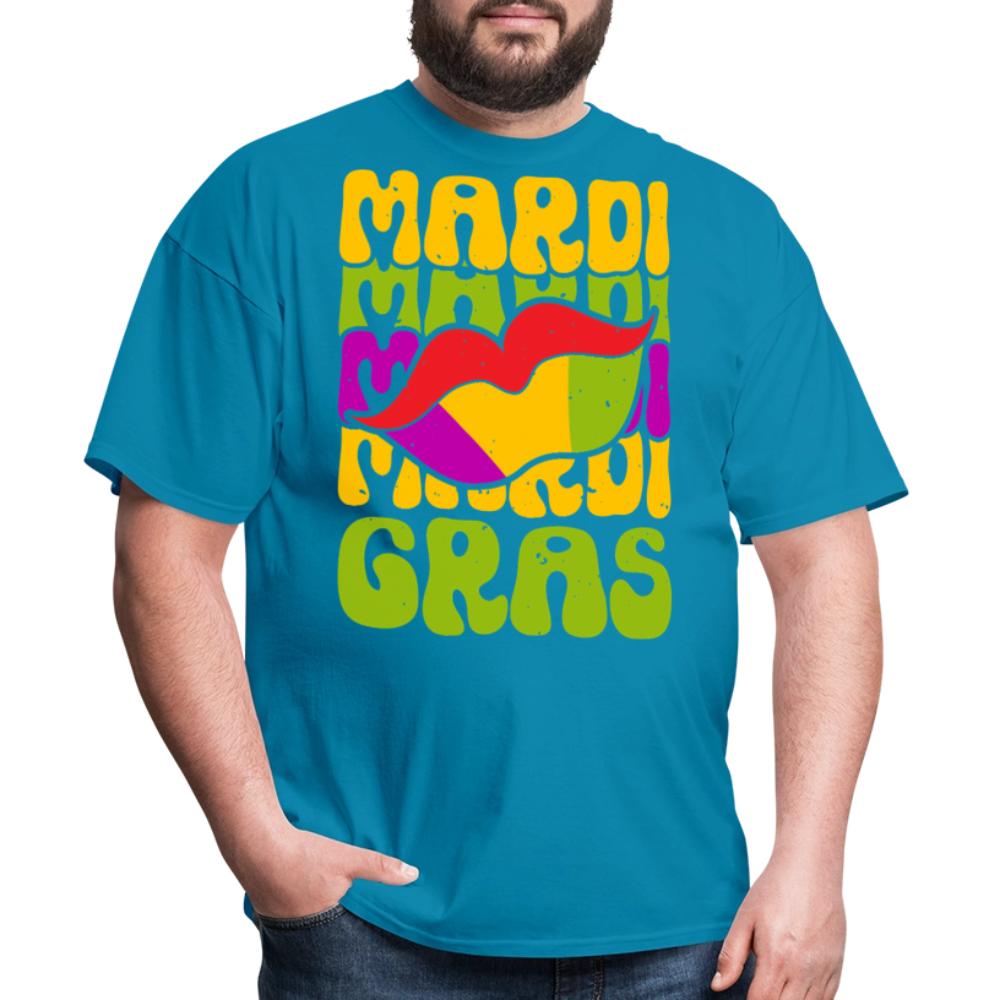 New Orleans Carnival Funny Mardi Gras Lips T-shirt - turquoise