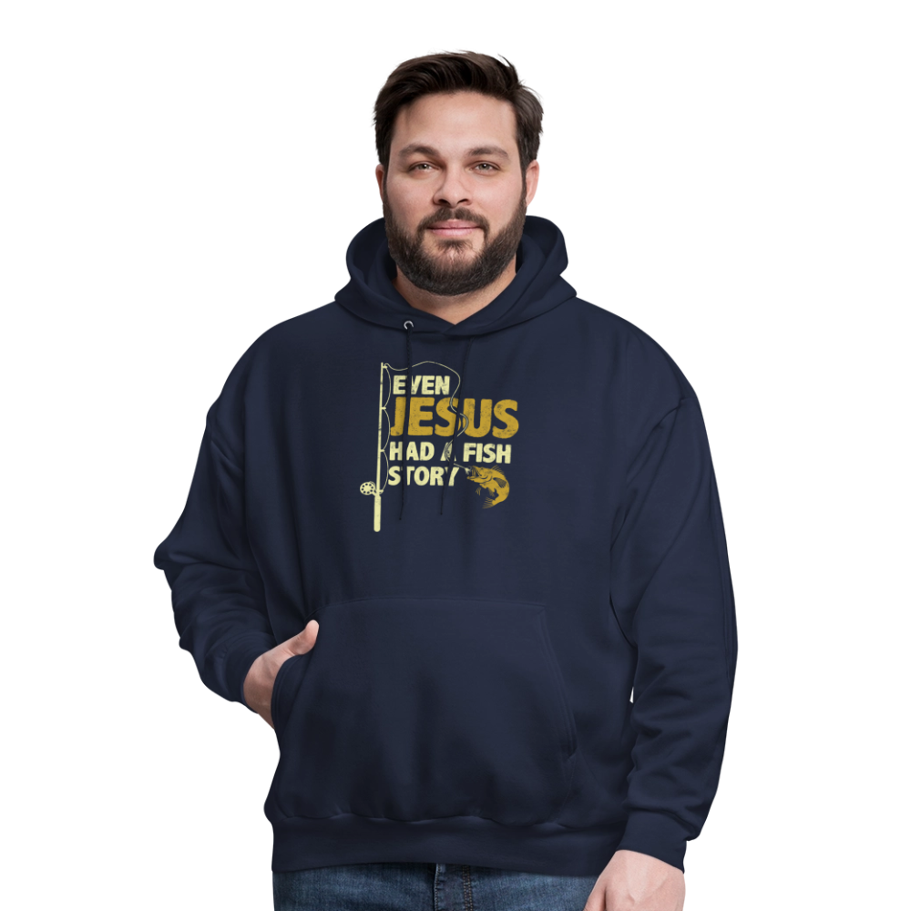 Jesus Fish Story Christian Fishing Hoodie - navy