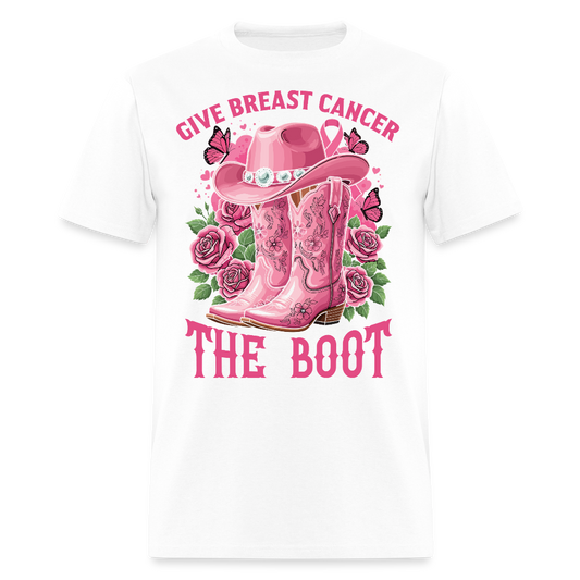 Pink Cowboy Boots for Breast Cancer Support T-Shirt - white