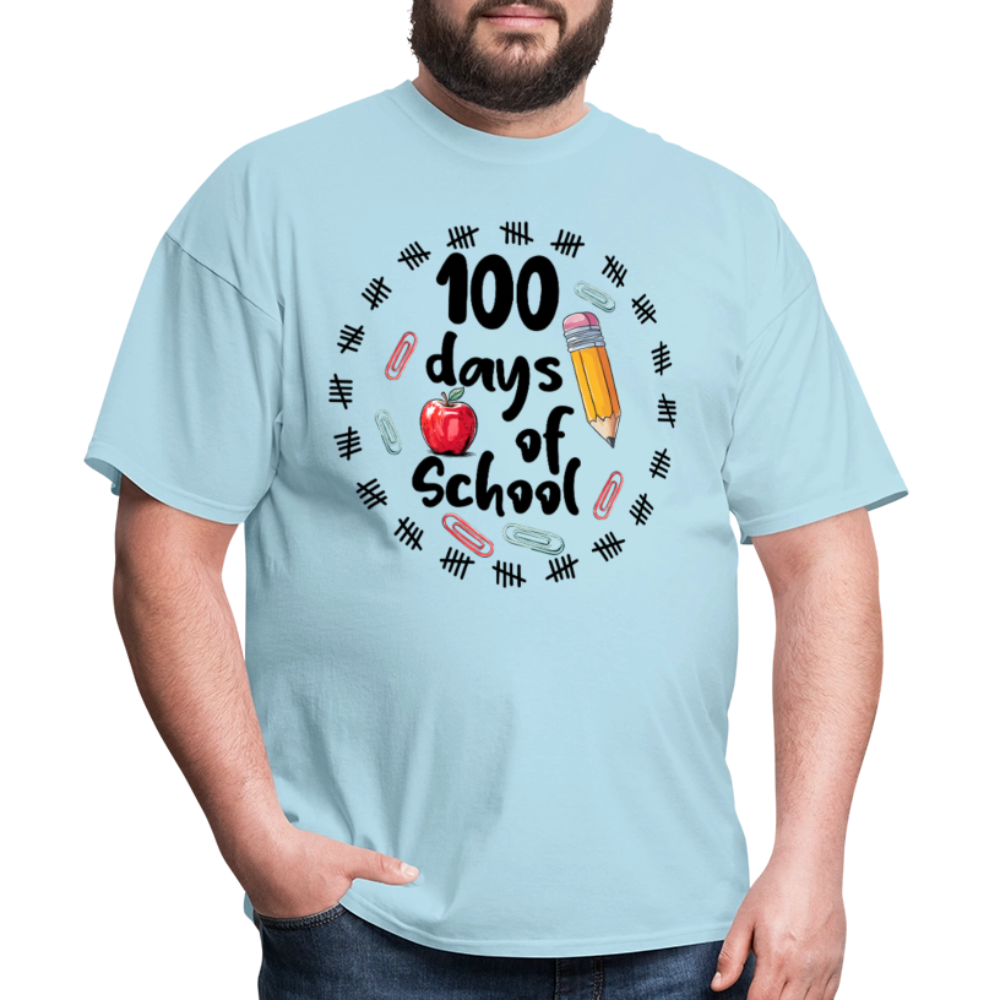 100 Days of School Shirt For Teachers Dino 100th Oay Of School T-shirt - powder blue